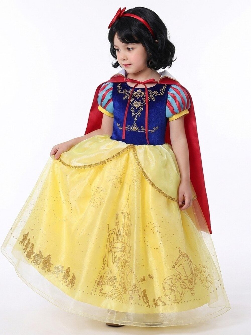 Snow White Inspired Princess Dress with Red Cape